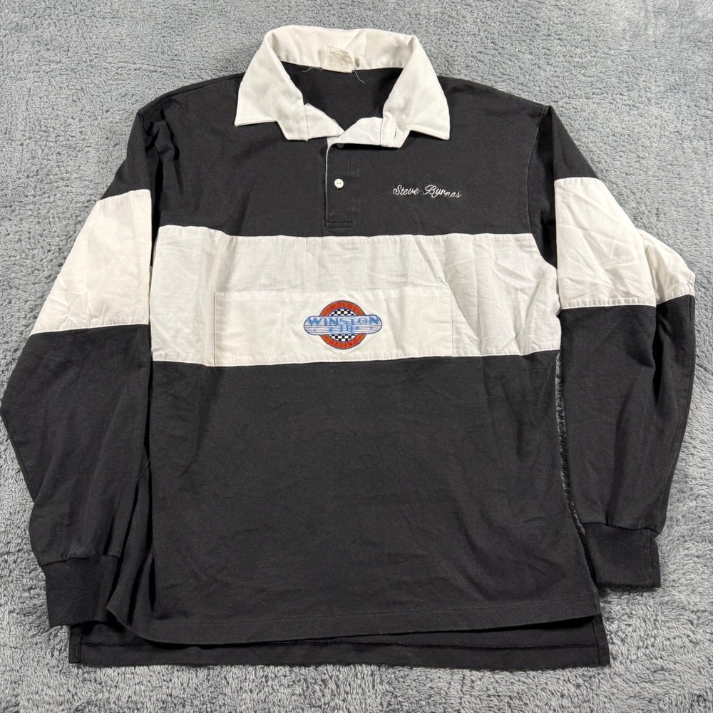 VTG King Louie Rugby Steve Byrnes Nascar Winston Cup Striped Made in USA Size XL